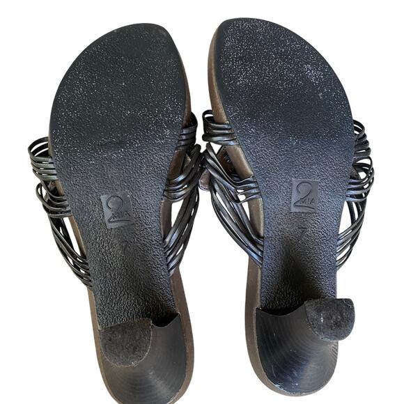 Mia 2 thing strappy sandal Chocolate Brown Kitten Heel Faux Leather Comfy Fall - Picture 5 of 5
